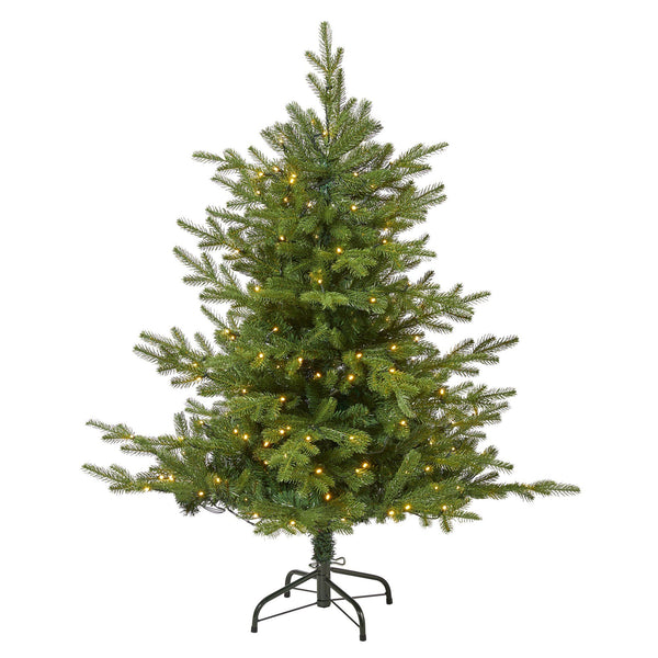 4’ Swedish Fir Artificial Christmas Tree with 160 Warm White LED Lights and 403 Bendable Branches