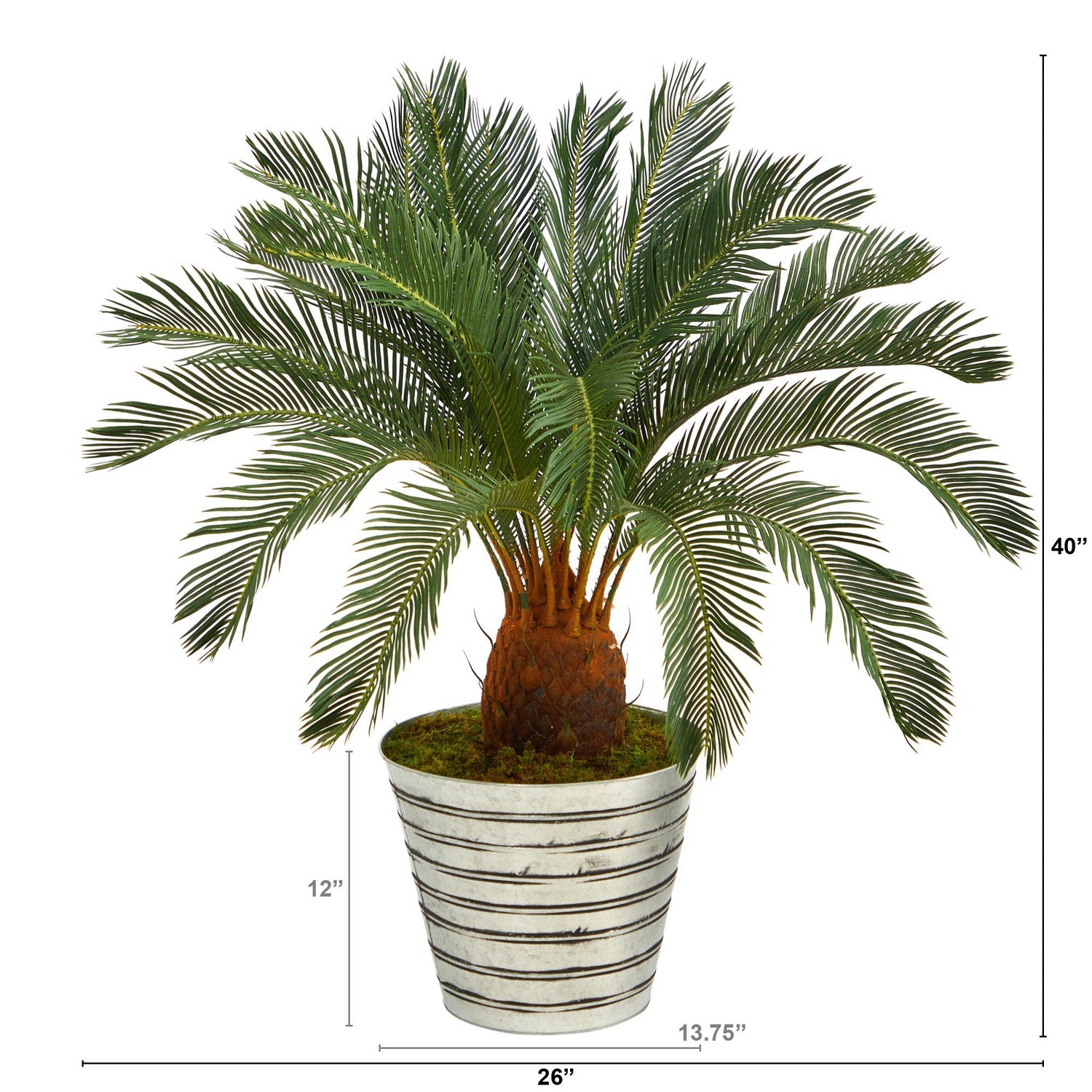 40” Cycas Artificial Tree in Decorative Tin Bucket