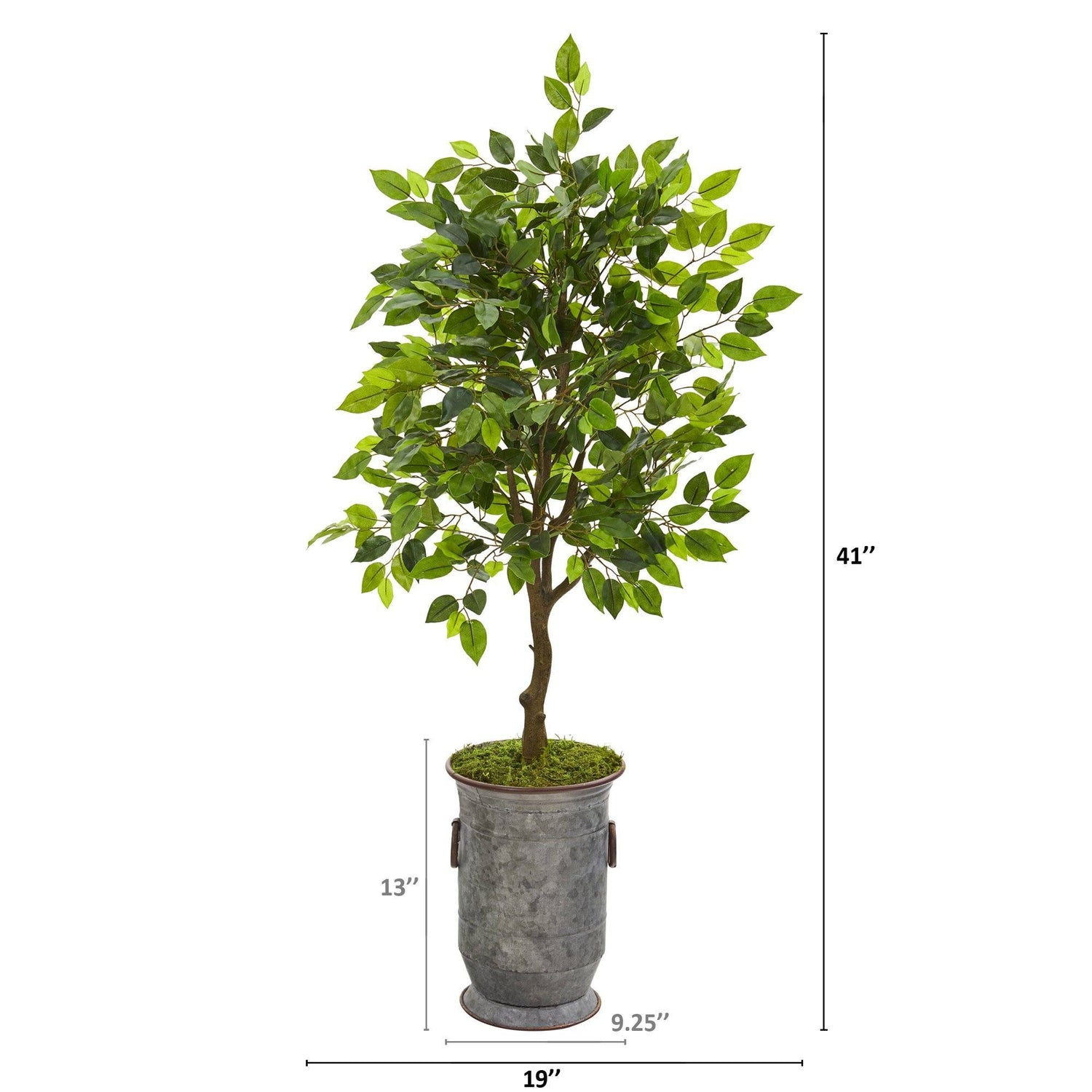 41” Ficus Artificial Tree in Vintage Metal Planter