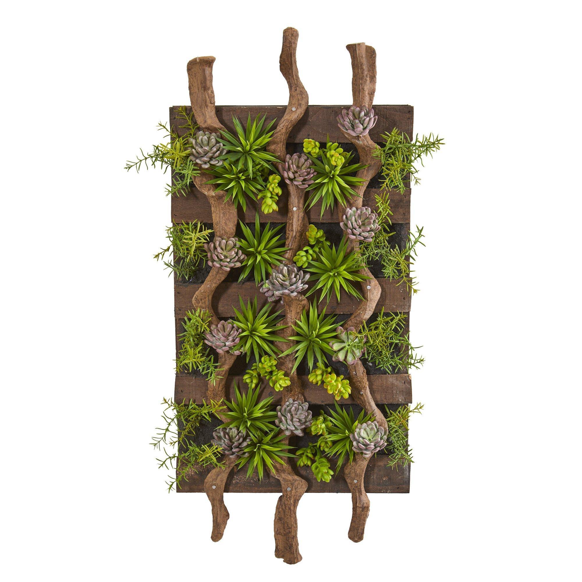 Nearly Natural 41in. x 19in. Mixed Succulent Artificial Living Wall