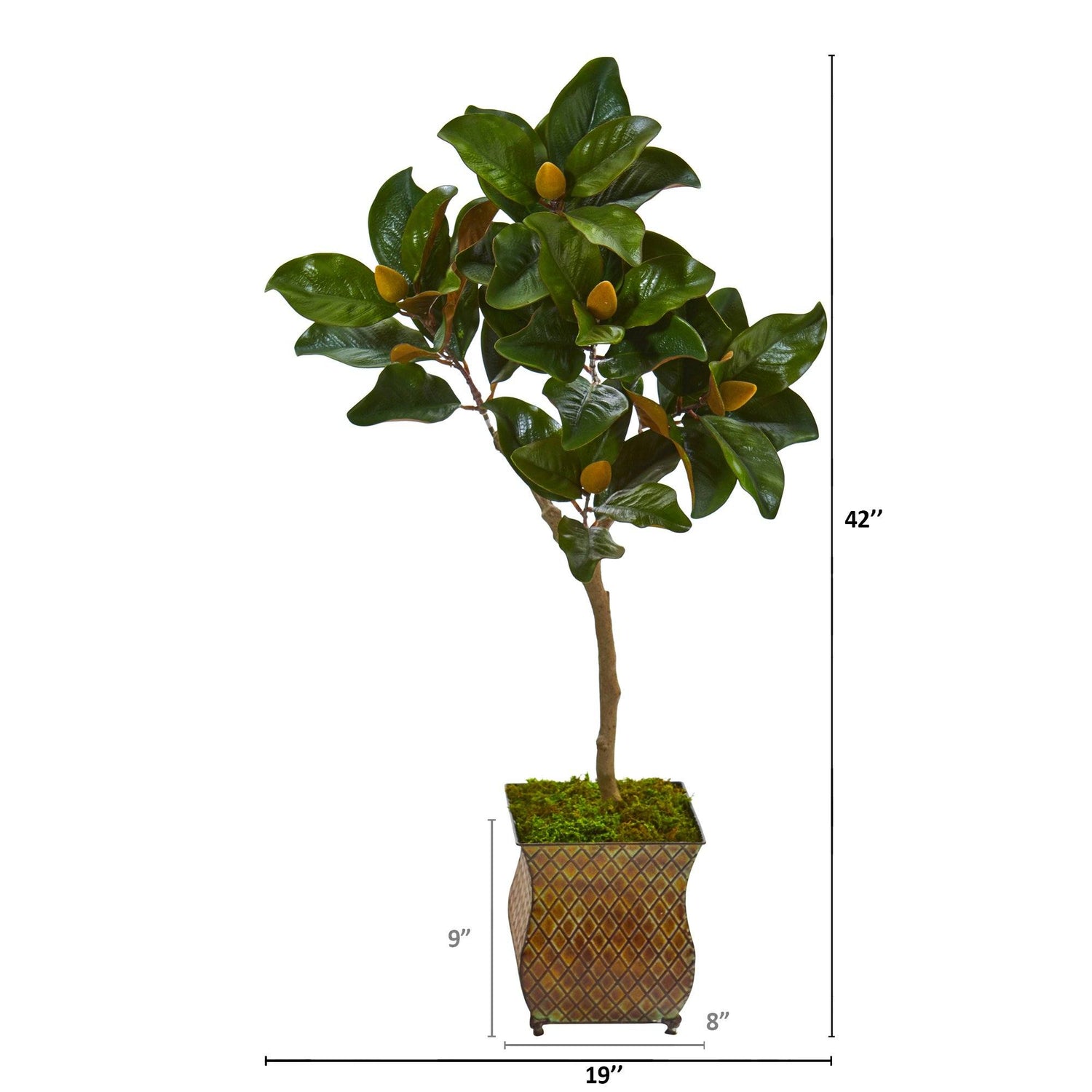42” Magnolia Leaf Artificial Tree in Decorative Metal Planter
