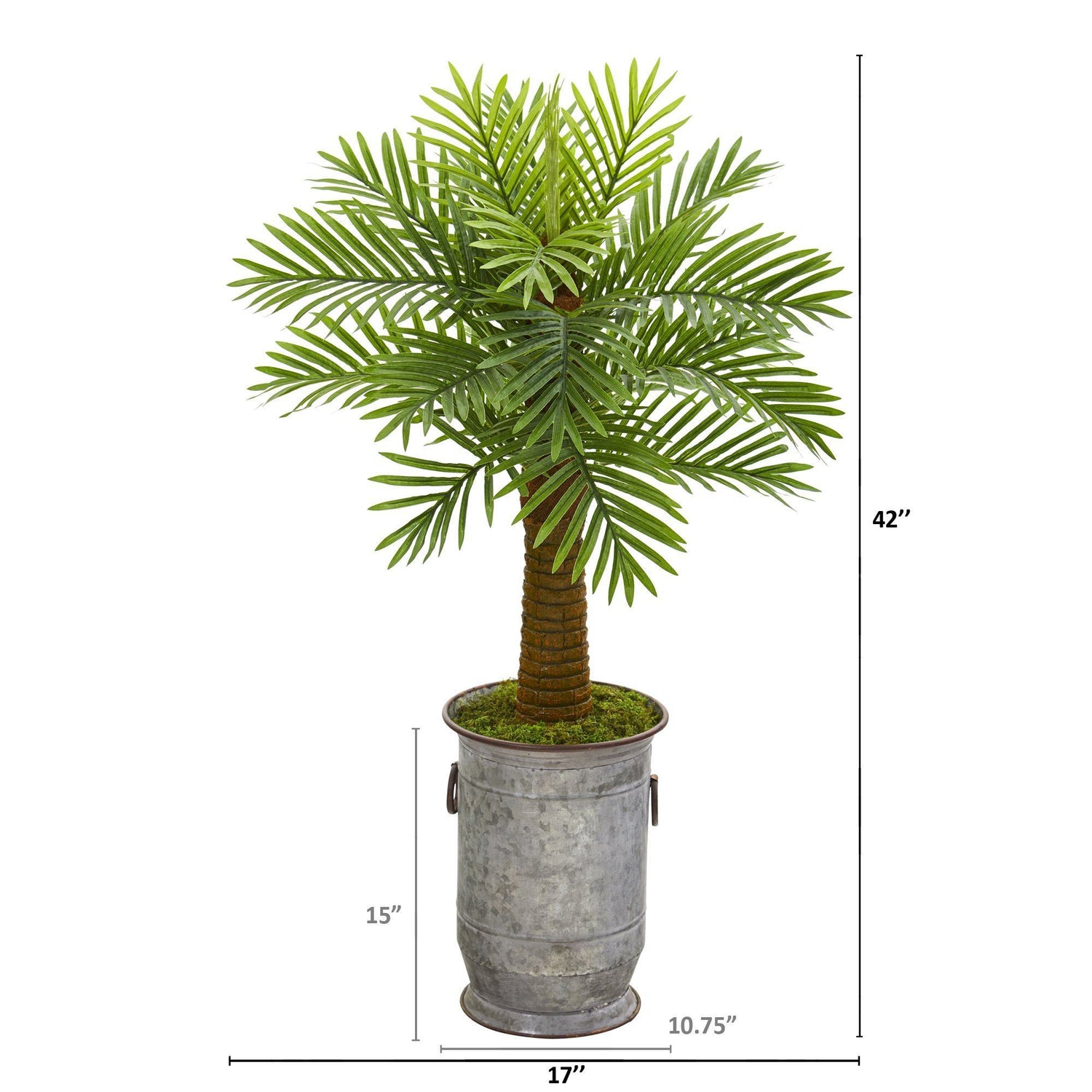42” Robellini Palm Artificial Tree in Vintage Metal Planter