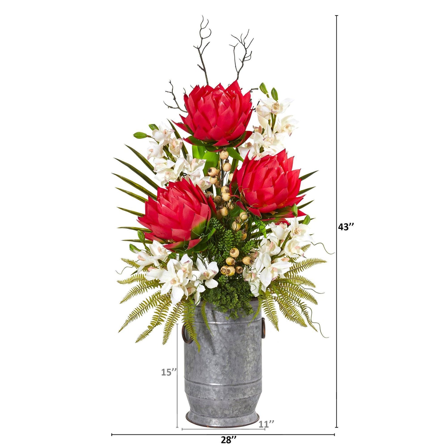 43” Cymbidium Orchid, Succulent and Mixed Flower Artificial Plant