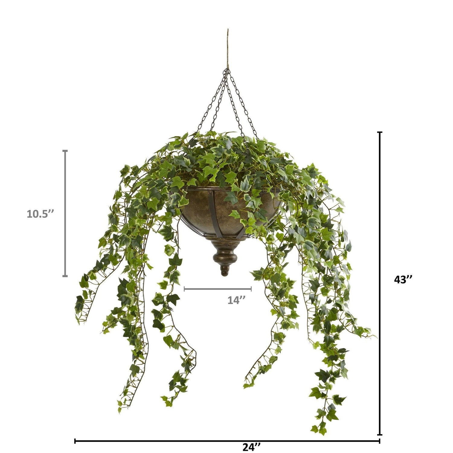 43” Ivy Artificial Hanging Plant in Hanging Metal Bowl