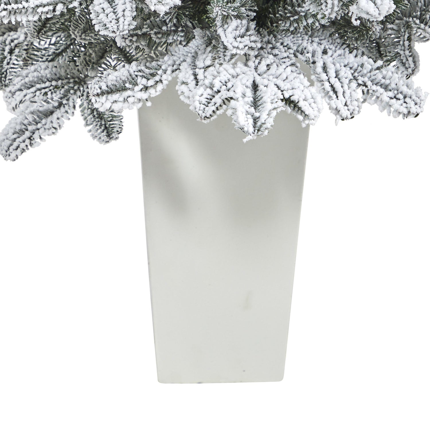44” Flocked North Carolina Fir Artificial Christmas Tree with 150 Warm White Lights and 545 Bendable Branches in Planter