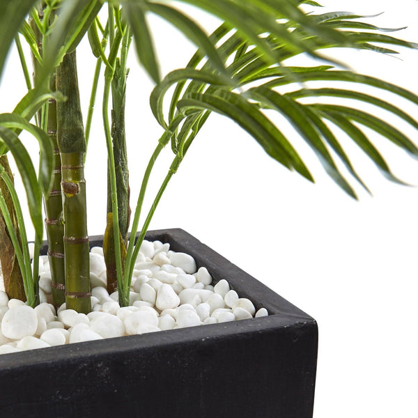 4.5’ Areca Palm Tree with Black Wash Planter UV Resistant (Indoor/Outdoor)