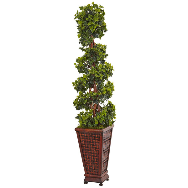 4.5’ English Ivy Tree in Decorative Wood Planter