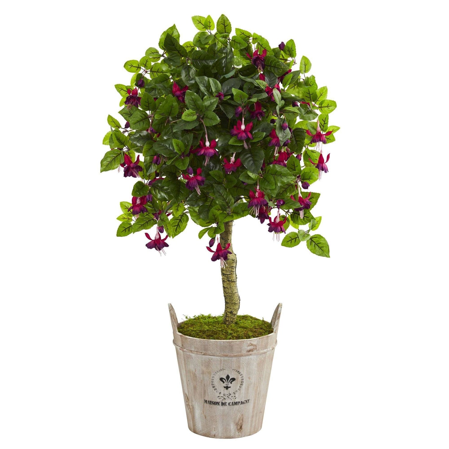 45” Fuschia Artificial Tree in Barrel Planter