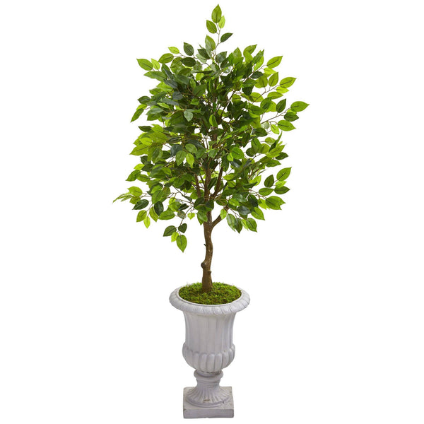 45” Mini Ficus Artificial Tree in Decorative Gray Urn
