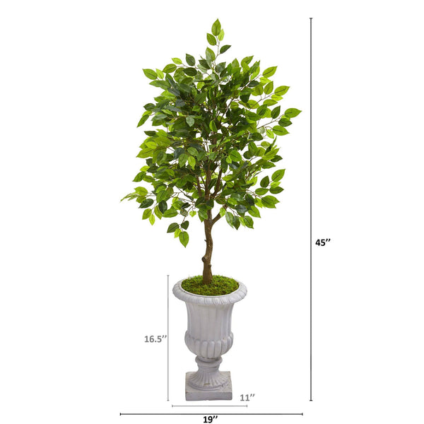 45” Mini Ficus Artificial Tree in Decorative Gray Urn