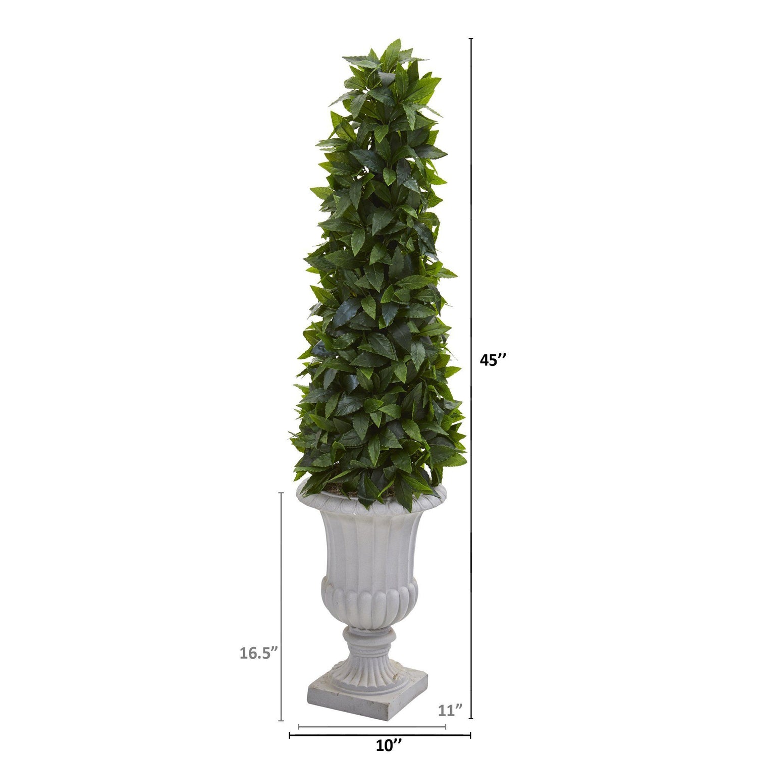 45” Sweet Bay Cone Topiary Artificial Tree in Decorative Gray Urn
