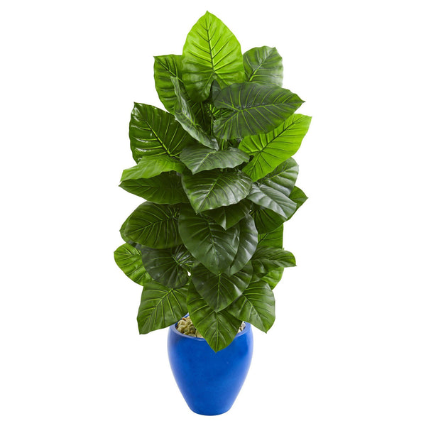 4.5’ Taro Artificial Plant in Blue Planter