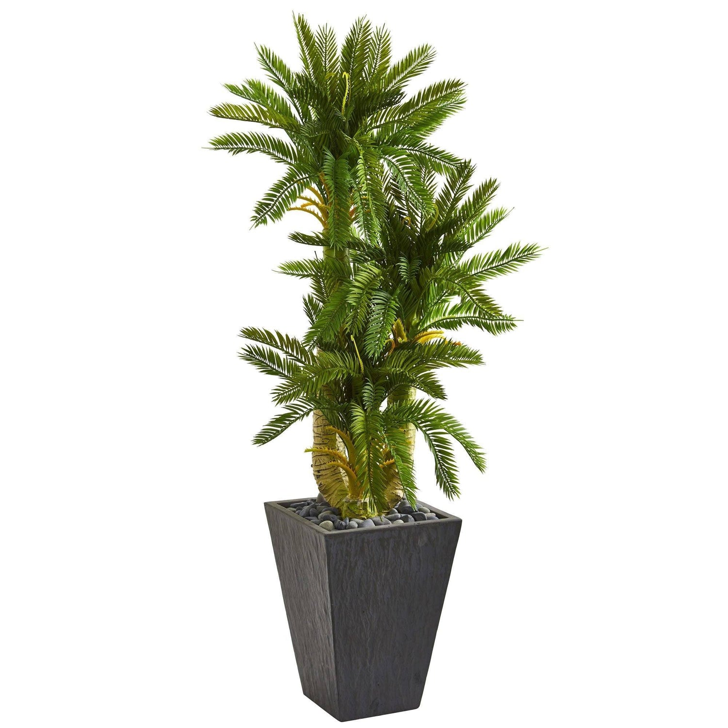 4.5’ Triple Cycas Artificial Plant in Slate Planter