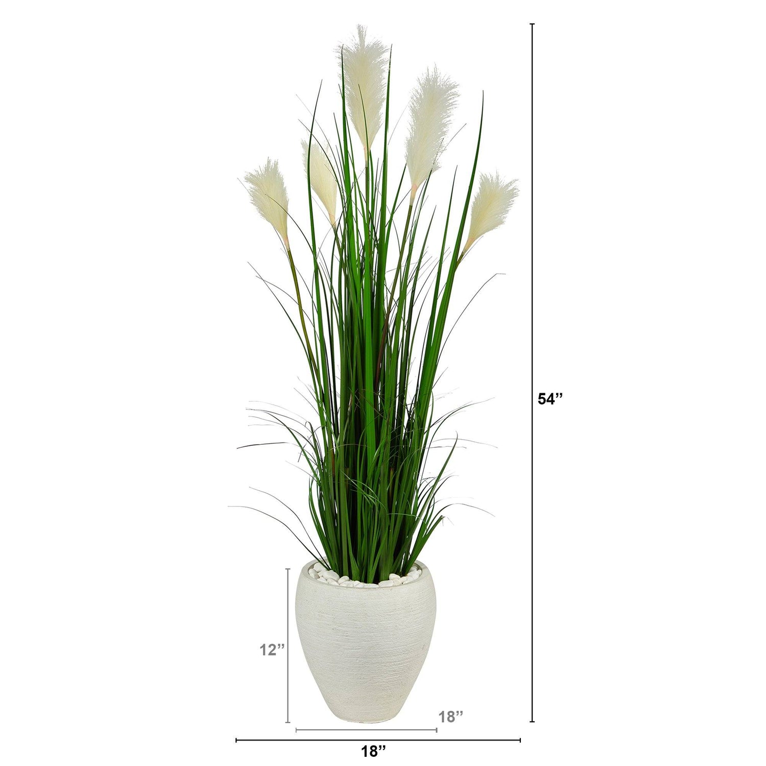 4.5’ Wheat Plum Grass Artificial Plant in White Planter