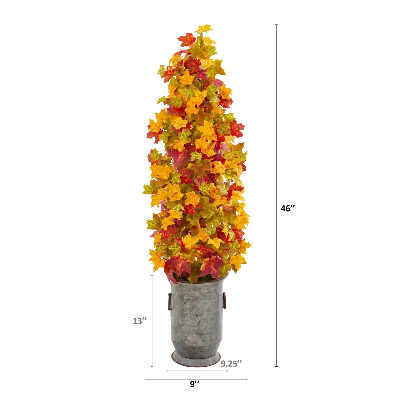 46” Autumn Maple Artificial Tree in Vintage Metal Planter