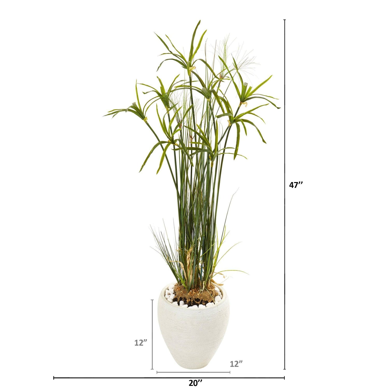 47” Papyrus Artificial Plant in White Planter
