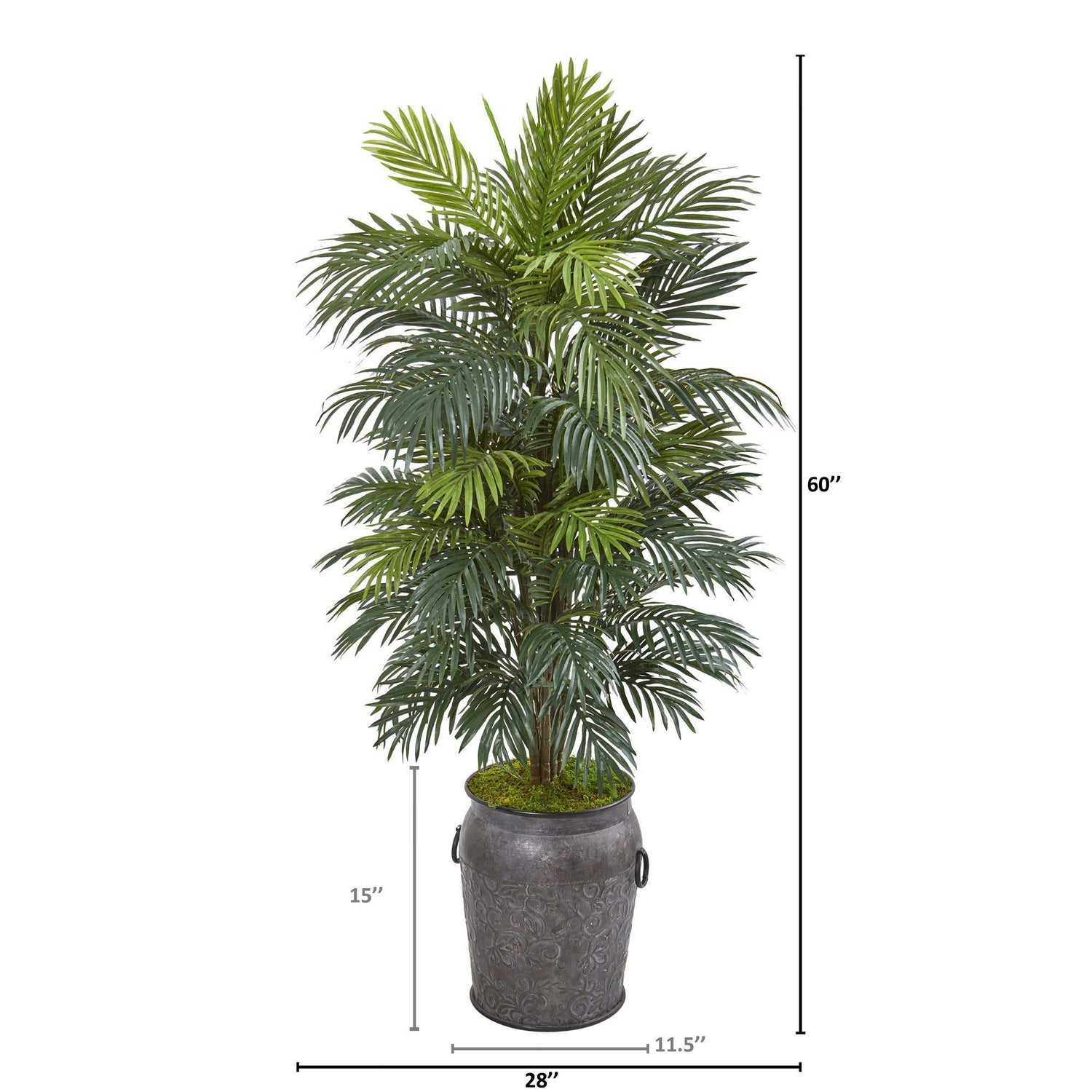 5’ Areca Palm Artificial Plant in Metal Planter