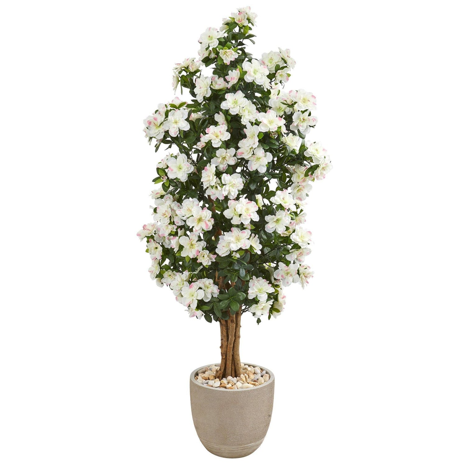 5’ Azalea Artificial Tree in Sand Stone Planter