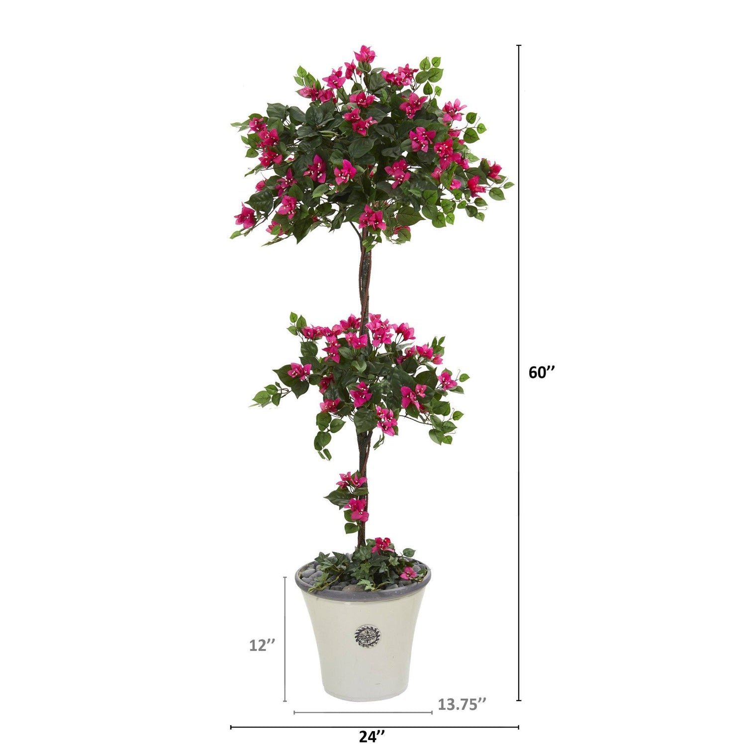 5’ Bougainvillea Artificial Topiary Tree in Decorative Planter