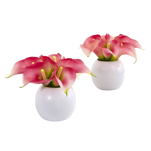 5” Calla Lily Artificial Arrangement in Vase (Set of 2)