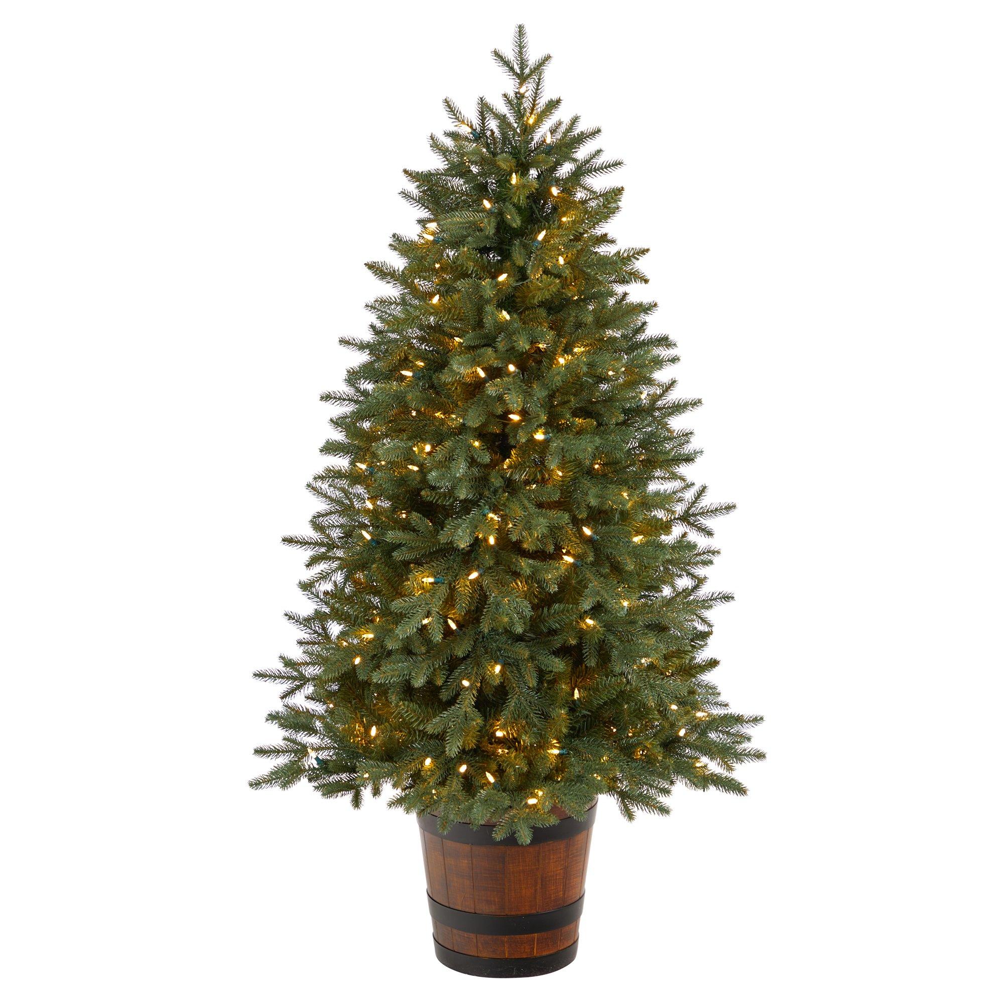 Nearly Natural 5-Foot Colorado Aspen Pre-Lit Artificial Porch Christmas Tree with 200 LED Lights, Green