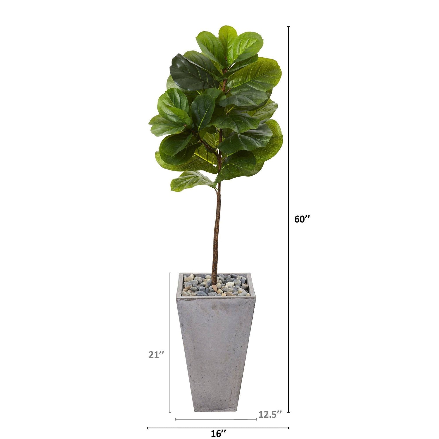 5’ Fiddle Leaf Artificial Tree in Cement Planter (Real Touch)