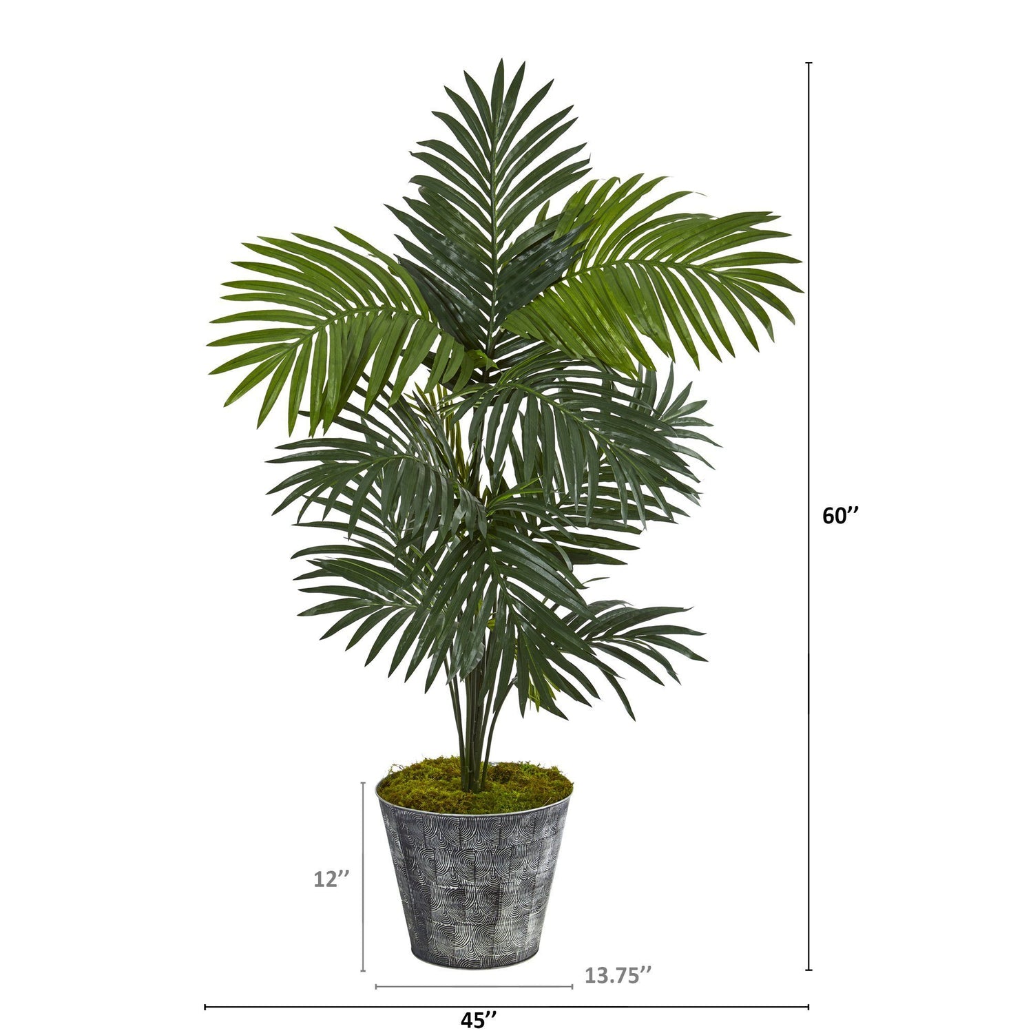5’ Kentia Artificial Palm Tree in Decorative Tin Bucket