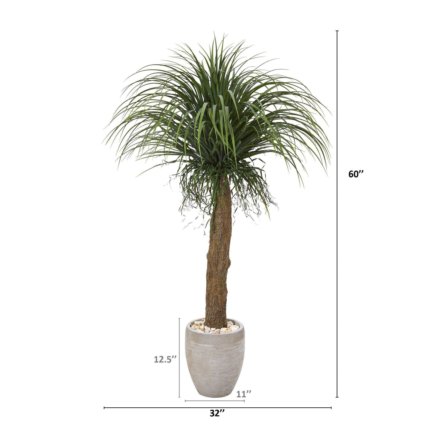 5’ Pony Tail Palm Artificial Plant in Sand Colored Planter