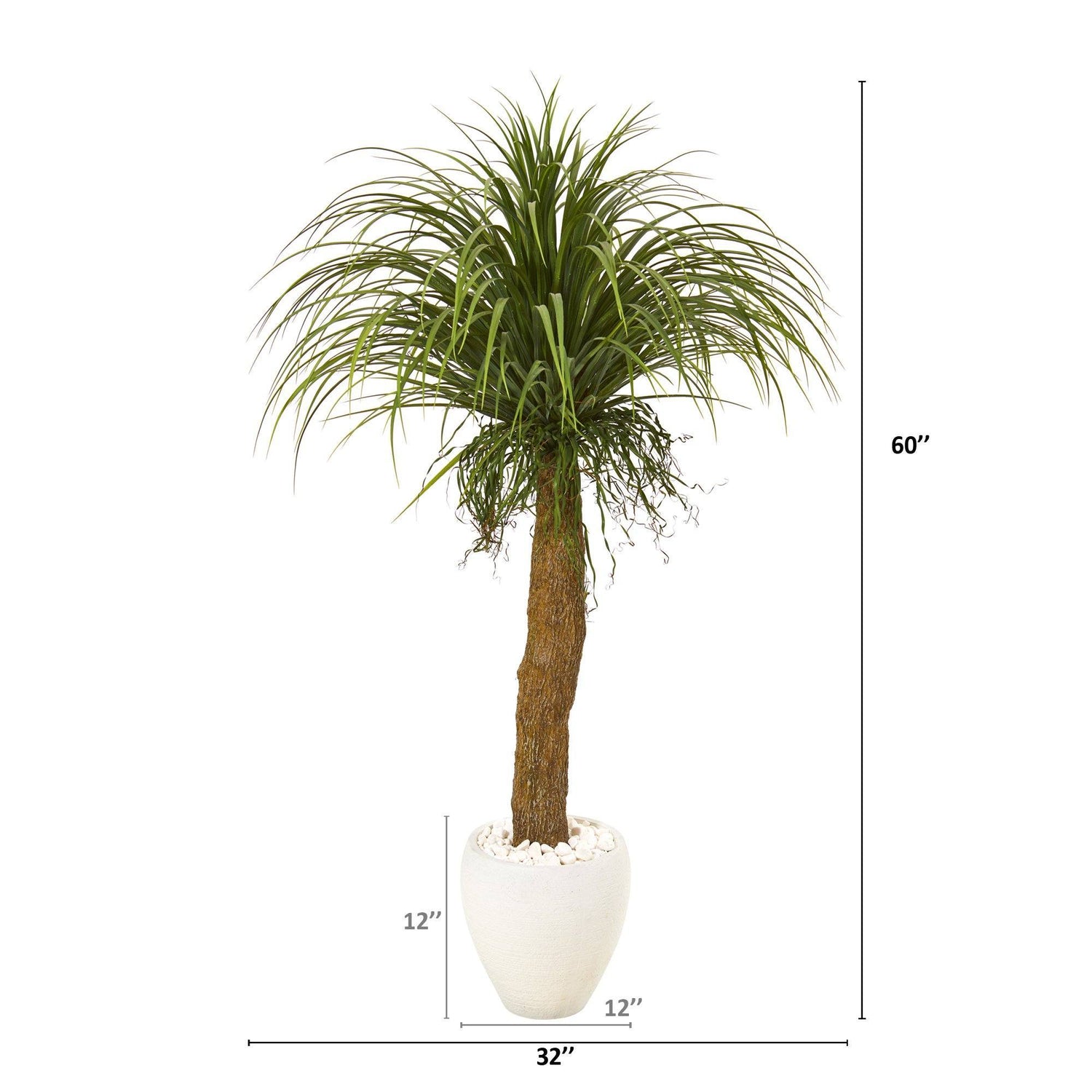 5’ Pony Tail Palm Artificial Plant in White Planter