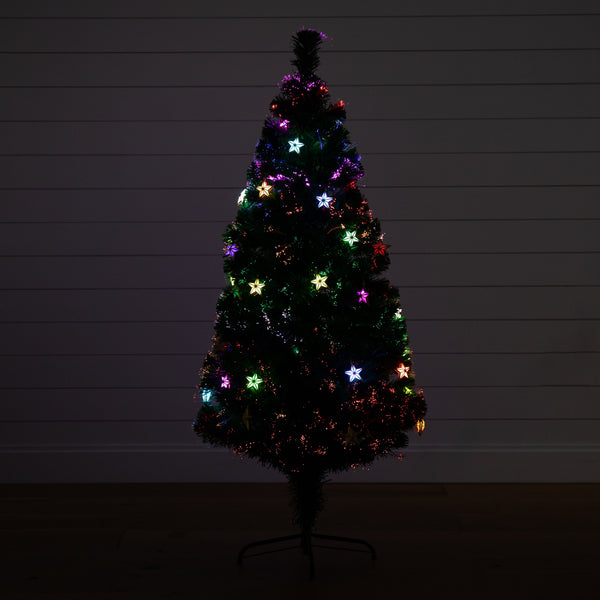 5' Pre-Lit Fiber Optic Artificial Christmas Tree with 60 Colorful Star-Shaped LED Lights