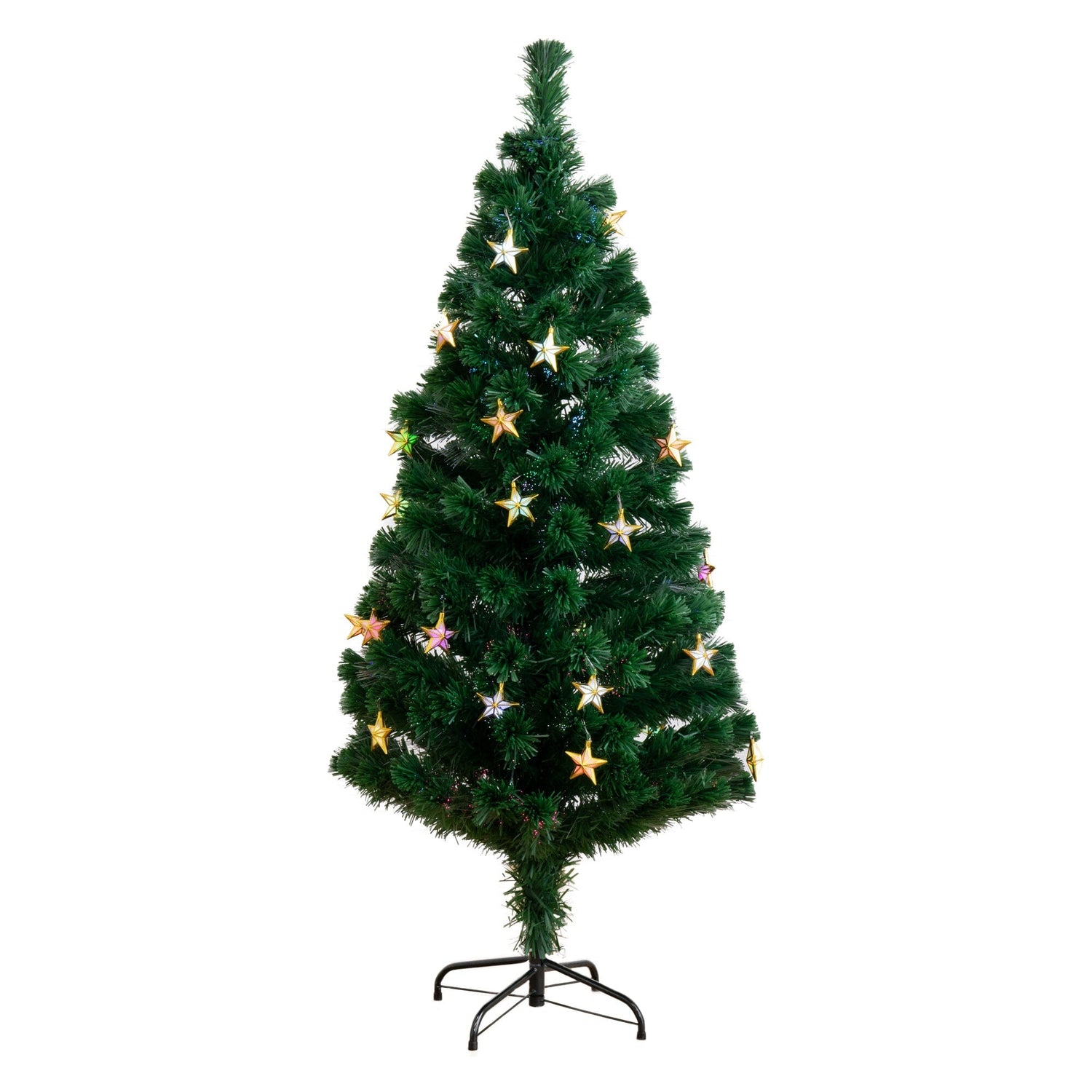 5' Pre-Lit Fiber Optic Artificial Christmas Tree with 60 Colorful Star-Shaped LED Lights