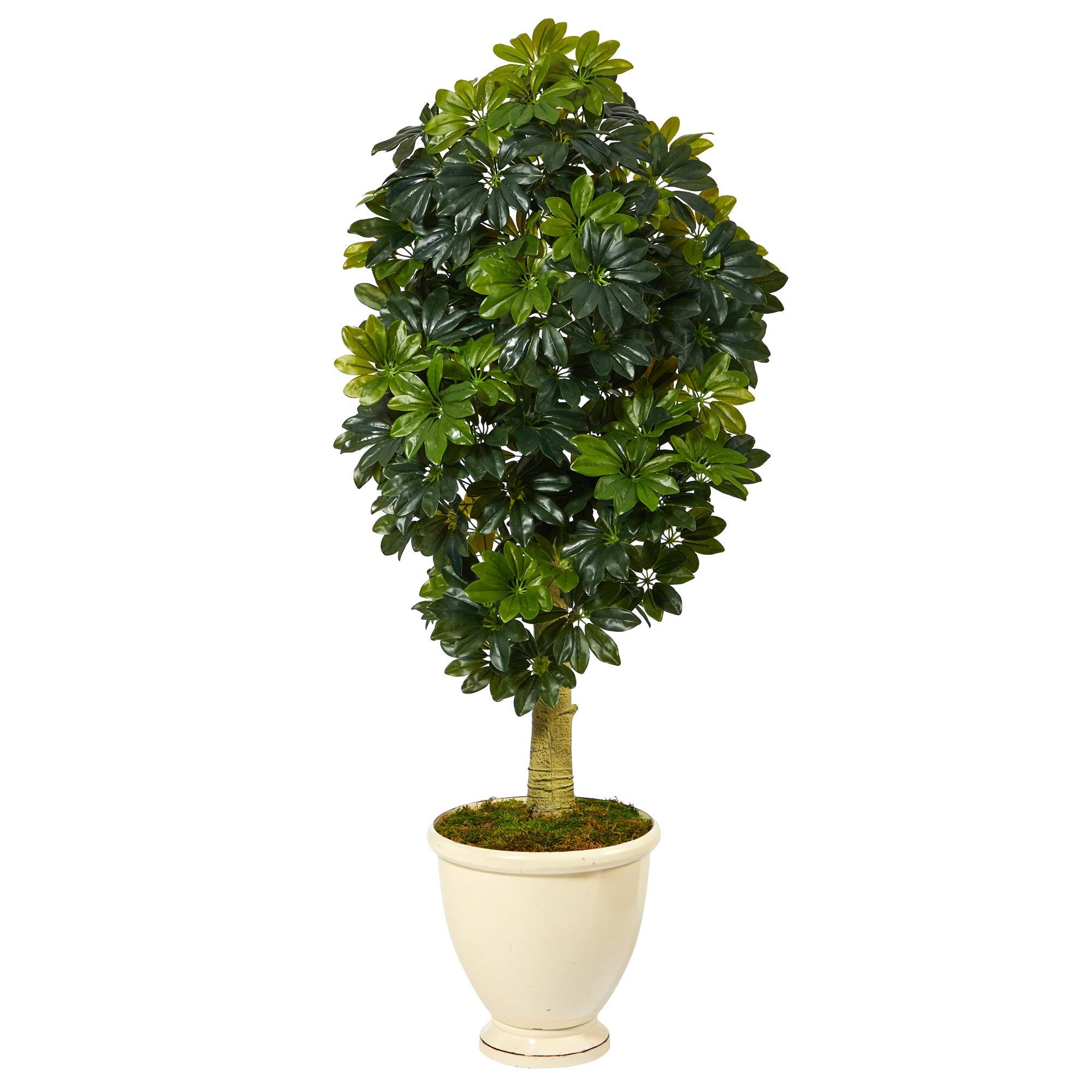 Nearly Natural 4ft Schefflera Silk Tree - Real Touch Green Leaves, No Maintenance Artificial Plant