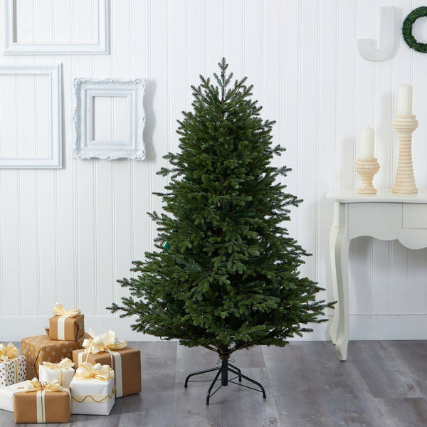 5’ Wyoming Spruce Artificial Christmas Tree with 300 Clear LED Lights and 773 Bendable Branches