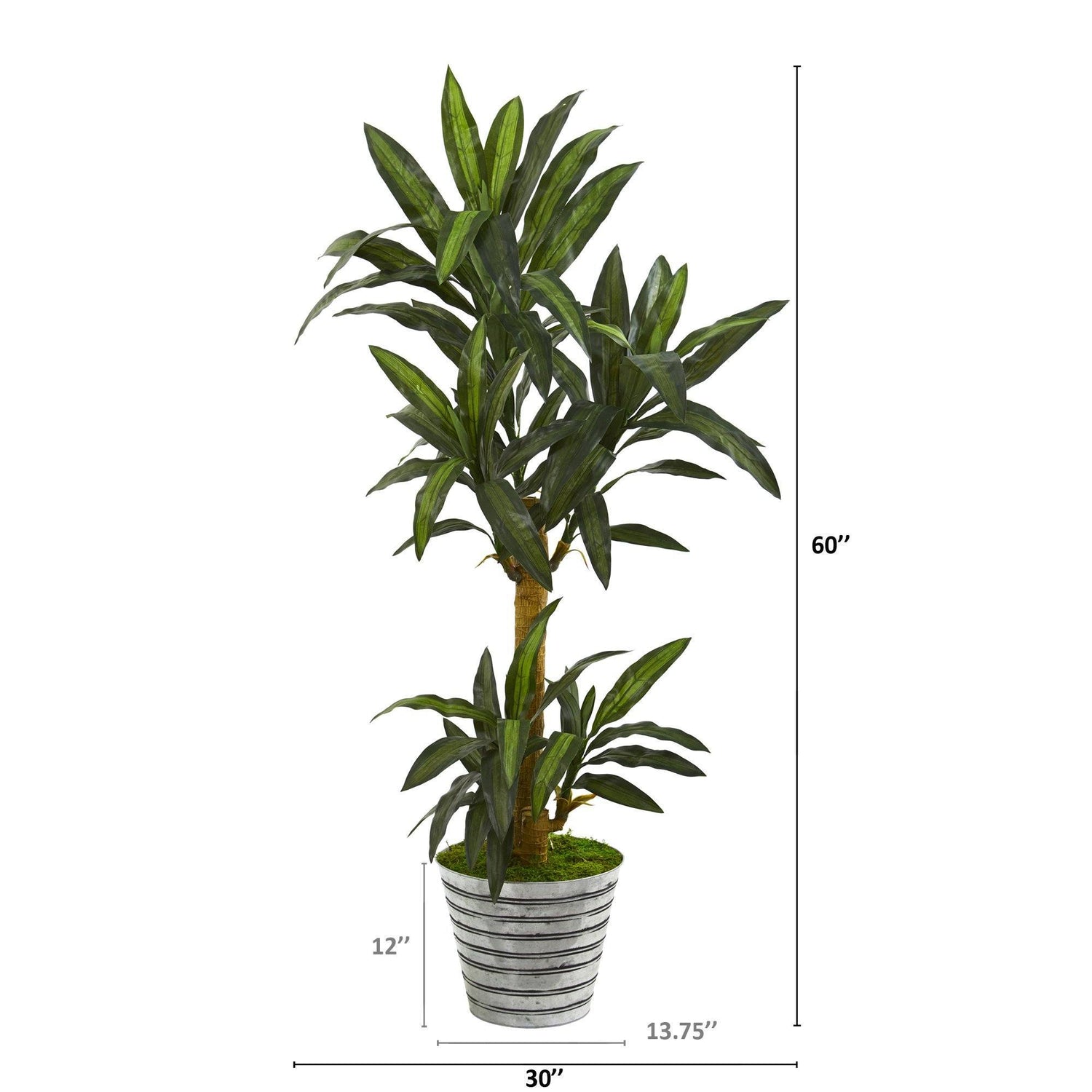 5’ Yucca Artificial Plant in Decorative Tin Bucket