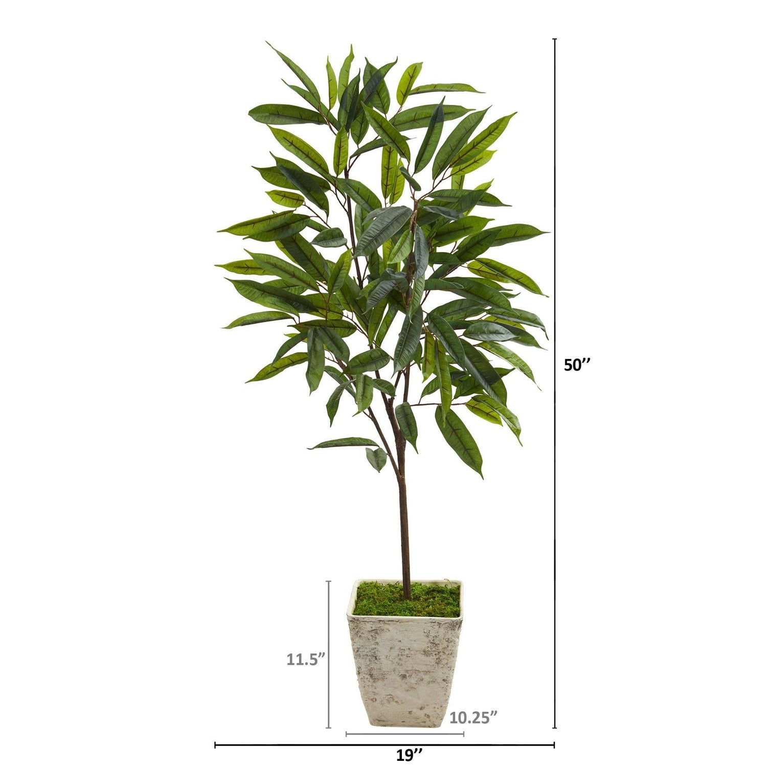 50” Ficus Artificial Plant in Country White Planter