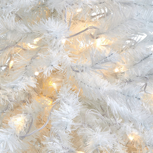 50” White Artificial Christmas Tree with 100 Clear LED Lights in Black Metal Planter