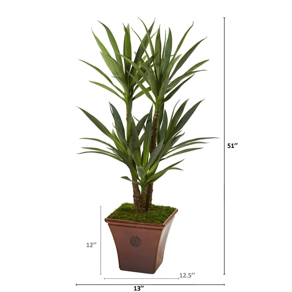 51” Yucca Artificial Plant in Brandy Colored Planter