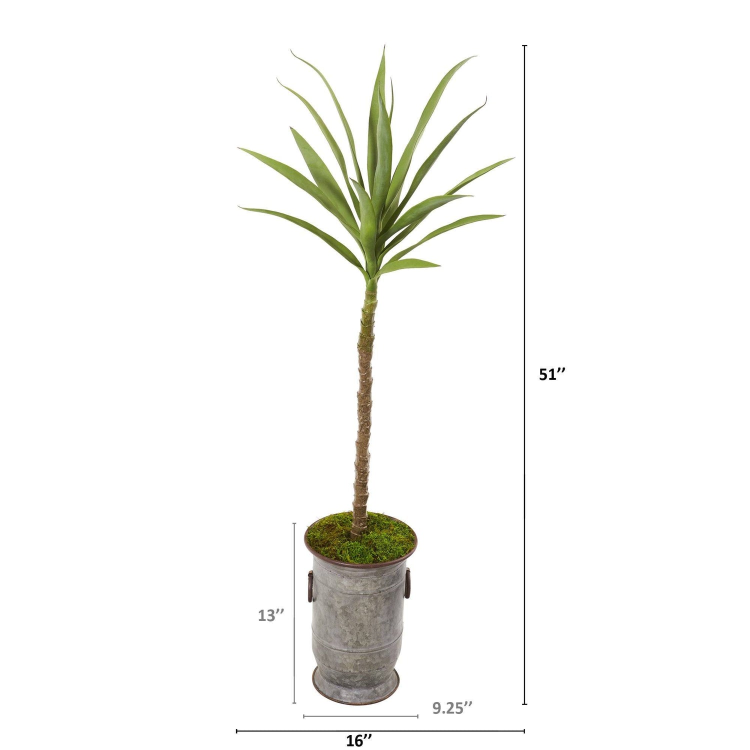 51” Yucca Artificial Plant in Vintage Metal Planter