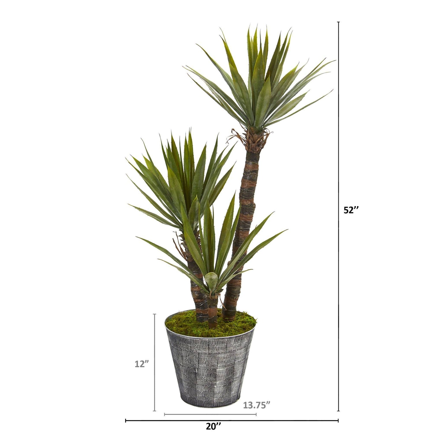 52” Yucca Artificial Tree in Embossed Black Planter