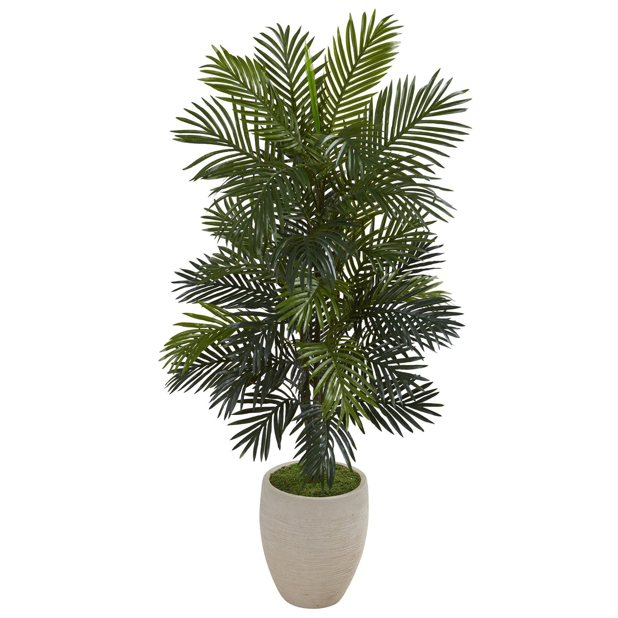 areca palm sand Nearly Natural 53 in. Artificial Areca Palm Plant in Sand Colored Planter