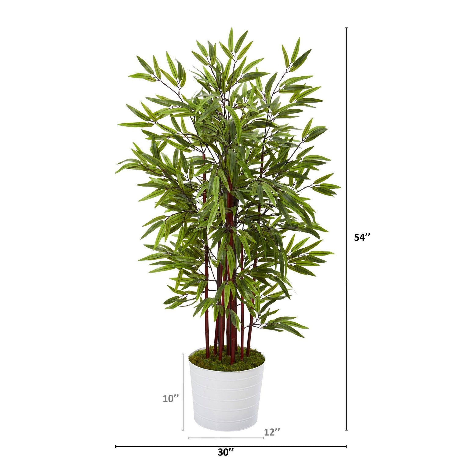 54” Bamboo Artificial Tree in White Tin Planter