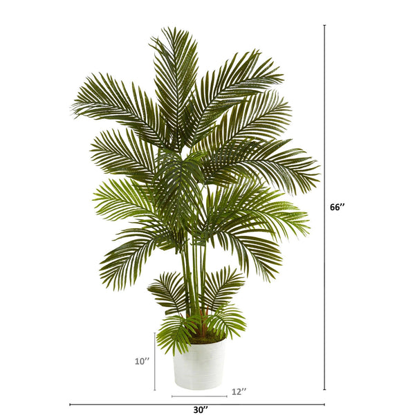 5.5' Areca Palm Artificial Tree in White Tin Planter