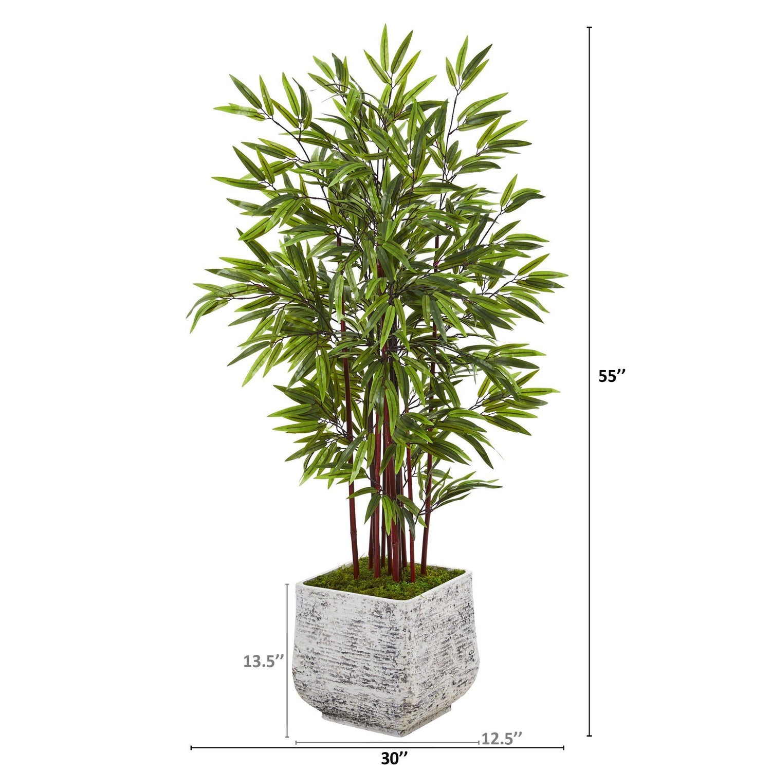 55” Bamboo Artificial Tree in White Planter