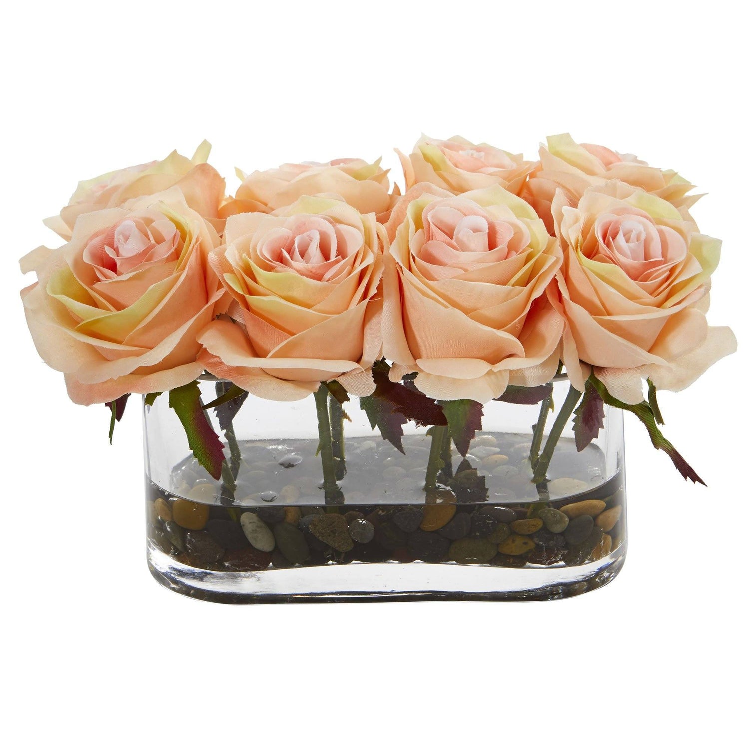 5.5” Blooming Roses in Glass Vase Artificial Arrangement