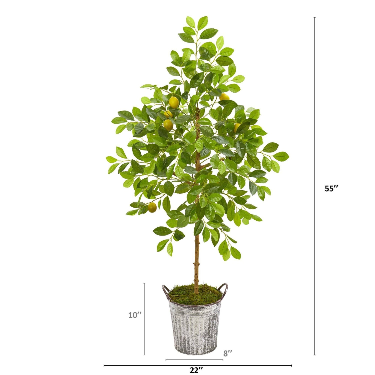 55” Lemon Artificial Tree in Vintage Metal Pail