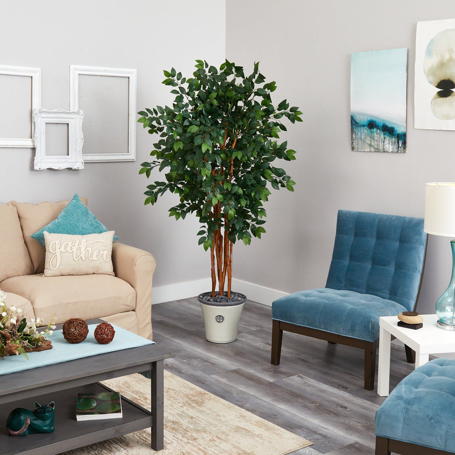 5.5’ Sakaki Artificial Tree with 1470 Bendable Branches in Decorative Planter