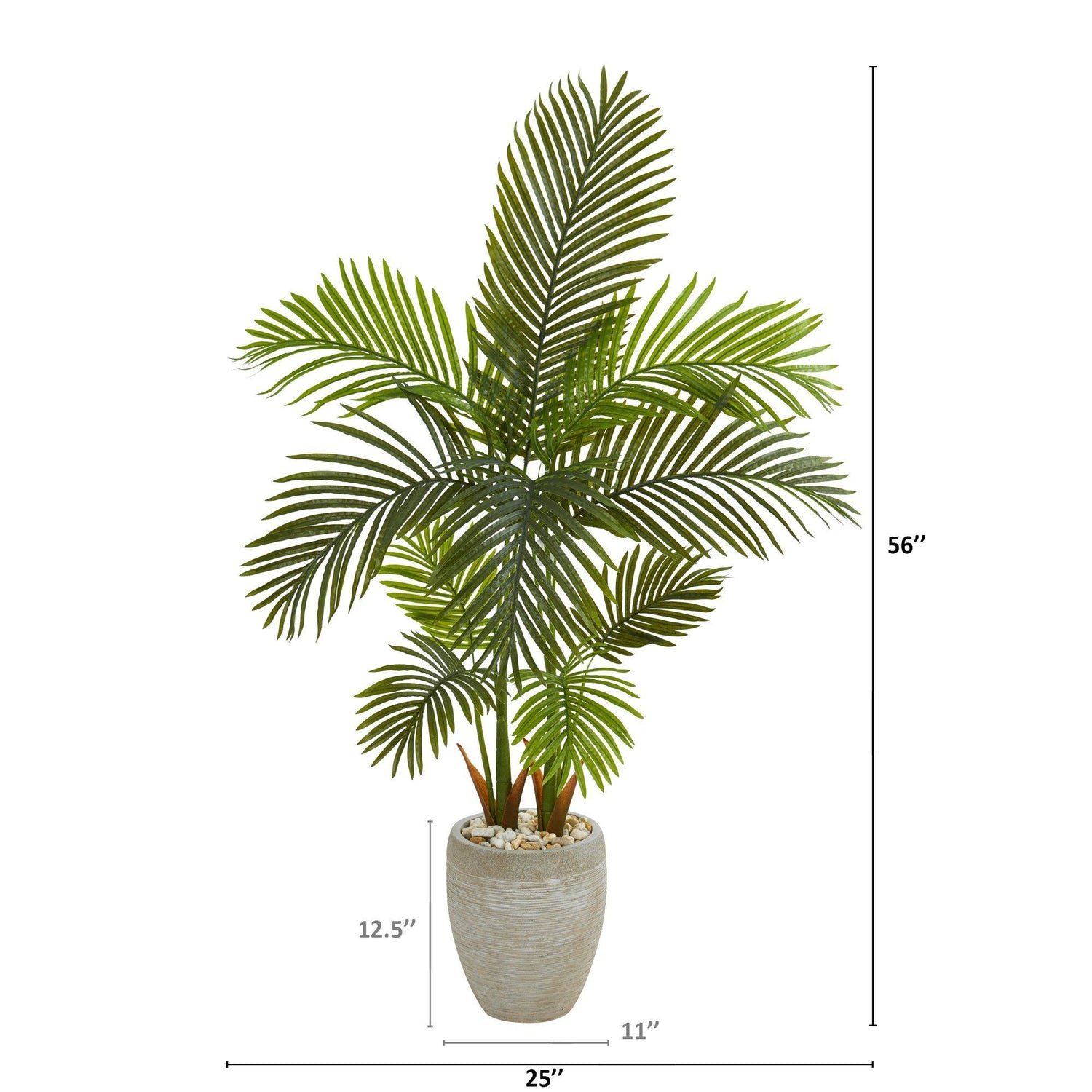 56” Areca Palm Artificial Tree in Sand Colored Planter