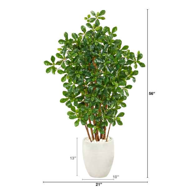 56” Black Olive Artificial Tree in White Planter