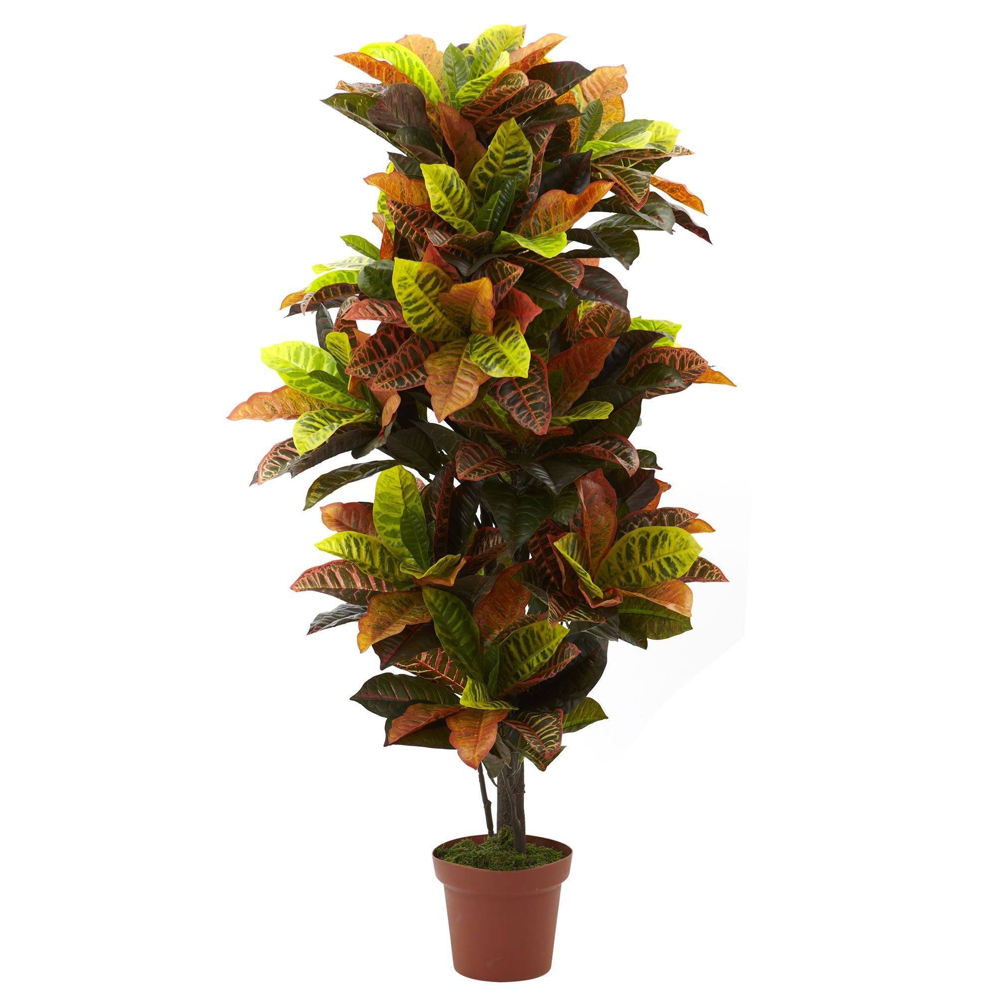 croton plant in pot Nearly Natural 56-in Croton Plant (Real Touch)