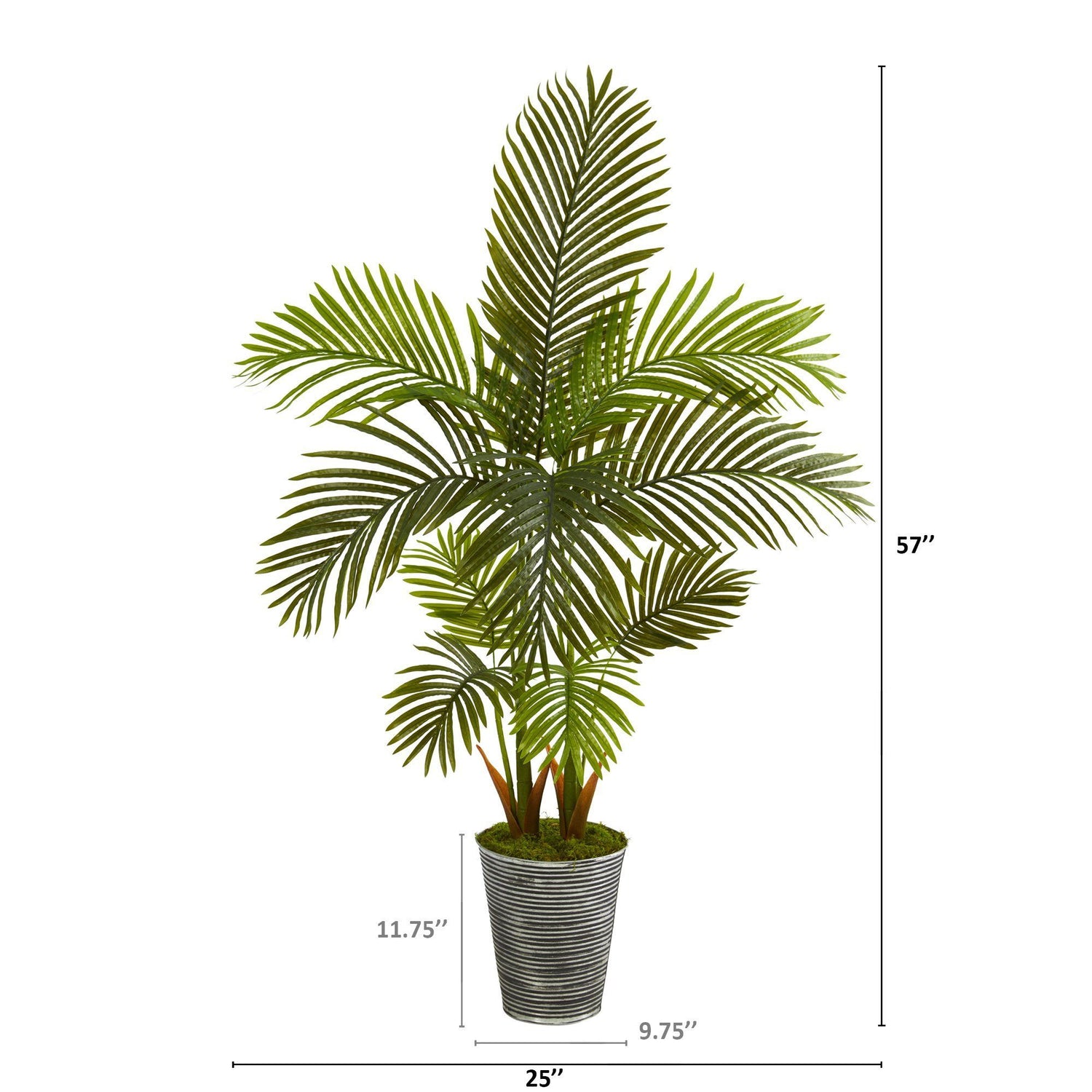 57” Areca Palm Artificial Tree in Decorative Tin Planter